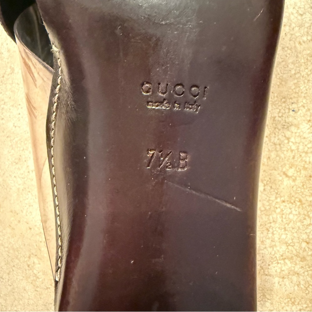 Gucci Black and Brown Mules with Gold Accents - Picture 6 of 6